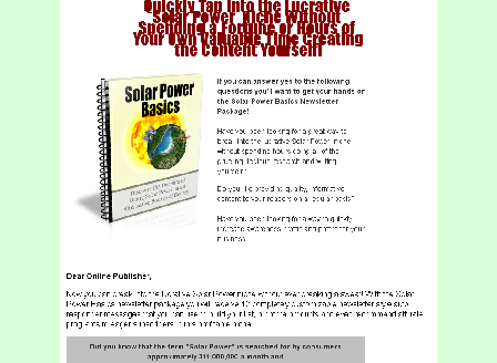 cheap Solar Power Basics Newsletter Comes with Private Label Rights!