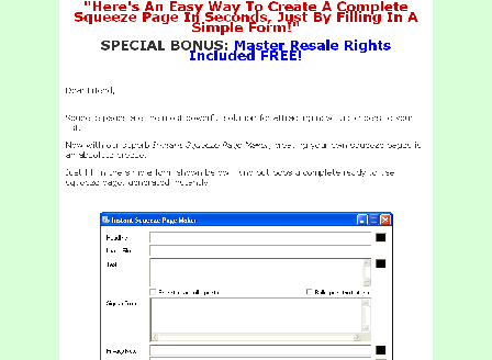 cheap Instant Squeeze Page Maker Comes with Master Resale/Giveaway Rights!