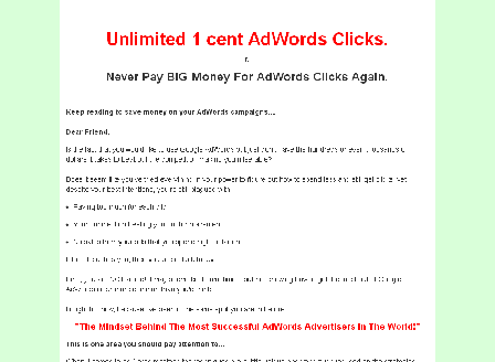 cheap Unlimited 1 cent AdWords Clicks.