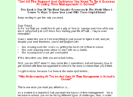 cheap Time Management For Students Comes with Master Resale/Giveaway Rights!